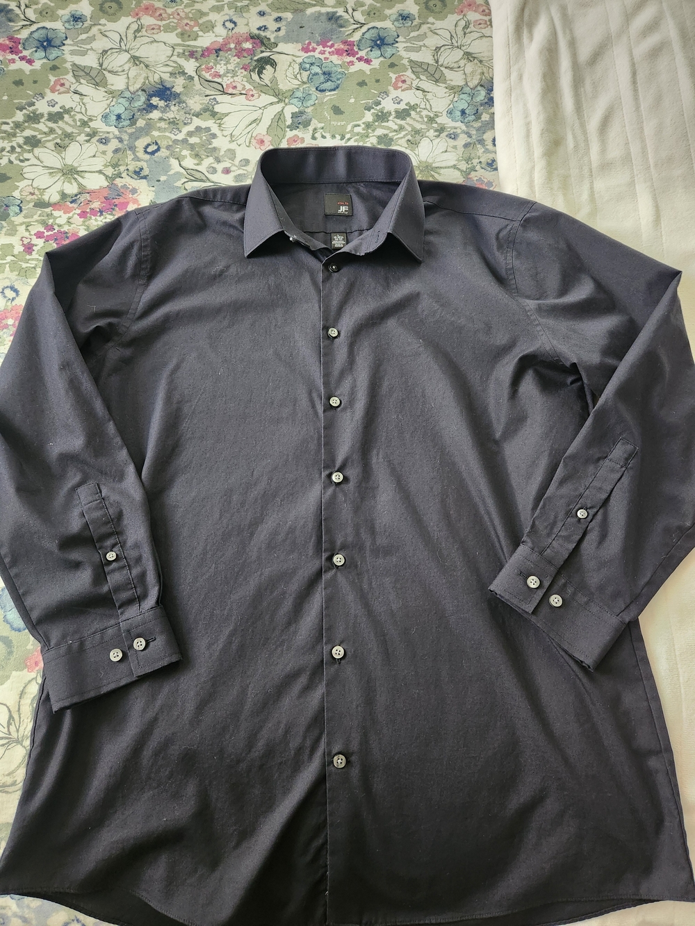 jf j.ferrar Men's Button-Down Slim Fit Dress Shirt - Black